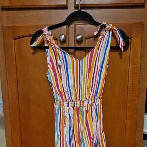 Multicolor Striped Tie-Shoulder Jumpsuit